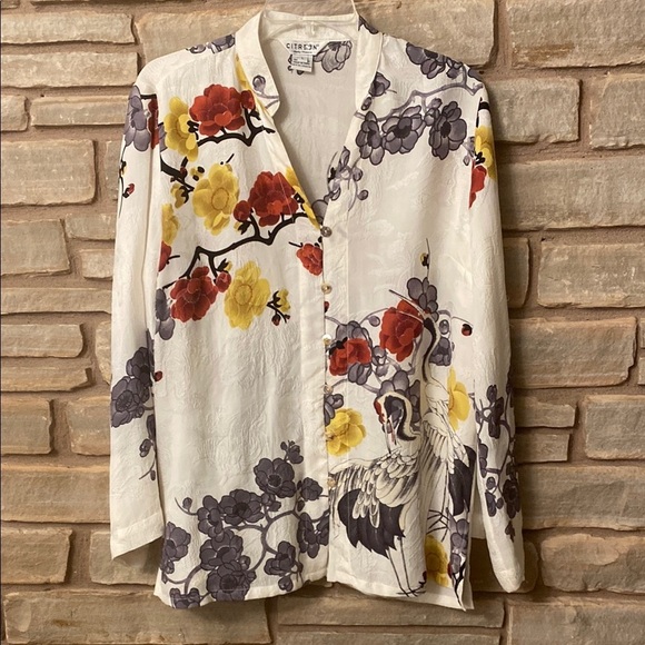 Citron 100% Silk bottom down Women’s Floral Print Size L- Multicolor - Picture 2 of 10